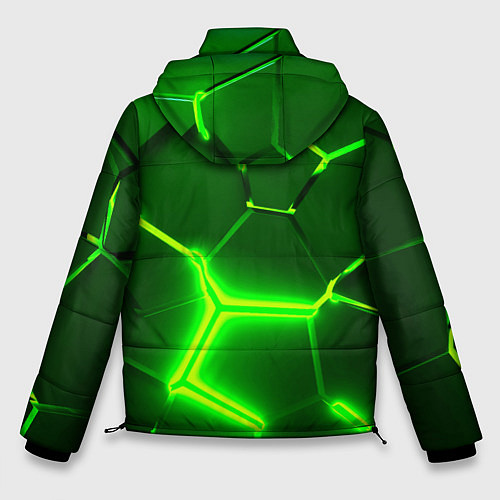 Мужская зимняя куртка 3D ПЛИТЫ НЕОН NEON GREEN HEXAGON РАЗЛОМ / 3D-Красный – фото 2