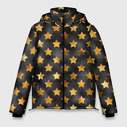 Куртка зимняя мужская Золотые звезды на черном, цвет: 3D-красный