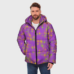 Куртка зимняя мужская Космос, лиловое звёздное небо, цвет: 3D-черный — фото 2
