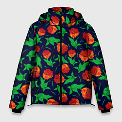 Куртка зимняя мужская Тюльпаны Весенние цветы, цвет: 3D-черный