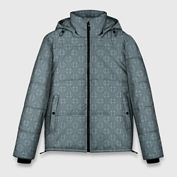 Куртка зимняя мужская Узор H&S Прямоугольники Эвкалиптово-серый 119-9-40, цвет: 3D-светло-серый