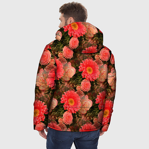 Мужская зимняя куртка Полевые цветочки дачные цветы / 3D-Светло-серый – фото 4