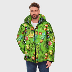 Куртка зимняя мужская Сочные фрукты паттерн, цвет: 3D-черный — фото 2