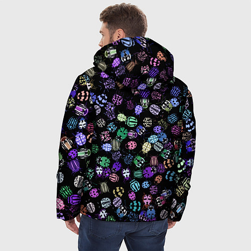 Мужская зимняя куртка Неоновые жуки / 3D-Светло-серый – фото 4