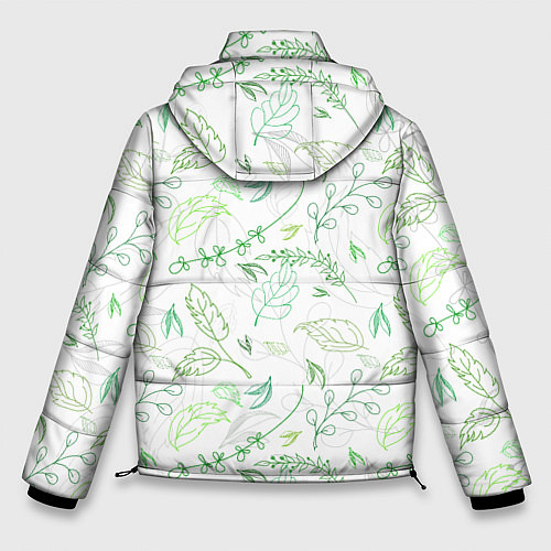 Мужская зимняя куртка Хаос из зелёных веток и листьев / 3D-Светло-серый – фото 2