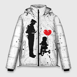 Куртка зимняя мужская Banksy - ребенок на велосипеде, цвет: 3D-красный