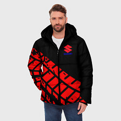 Куртка зимняя мужская SUZUKI следы шин, цвет: 3D-красный — фото 2