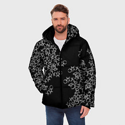 Куртка зимняя мужская Абстракция ,серебряный геометрический узор, цвет: 3D-светло-серый — фото 2