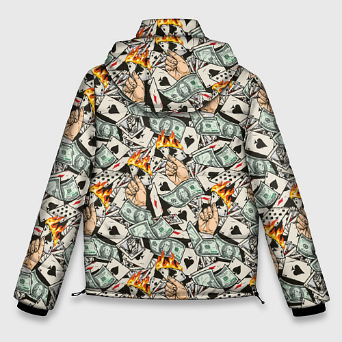 Мужская зимняя куртка Карты, Деньги, Казино / 3D-Черный – фото 2