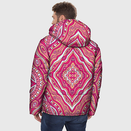 Мужская зимняя куртка Абстракция Узор розового цвета / 3D-Светло-серый – фото 4