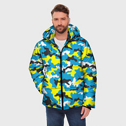 Куртка зимняя мужская Камуфляж Небесно-Синий, цвет: 3D-красный — фото 2