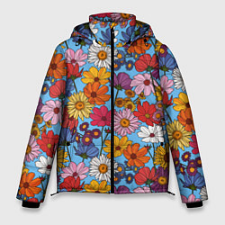 Куртка зимняя мужская Ромашки-лютики, цвет: 3D-светло-серый