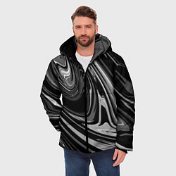 Куртка зимняя мужская Черно-белый мрамор, цвет: 3D-черный — фото 2