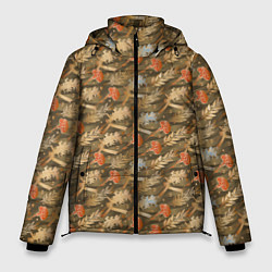 Куртка зимняя мужская Гвоздики, золотой лавр, ленточки, цвет: 3D-красный