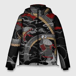Куртка зимняя мужская Самурай и змей, цвет: 3D-красный