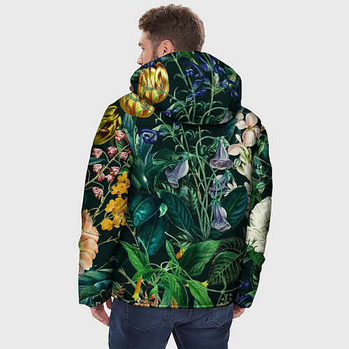 Мужская зимняя куртка Цветы Темный Сад / 3D-Светло-серый – фото 4