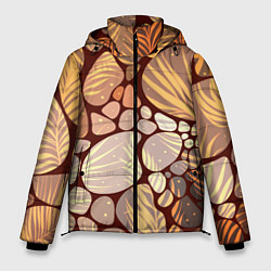 Куртка зимняя мужская Коричнево-бежевые пастельные камушки с яркими паль, цвет: 3D-светло-серый