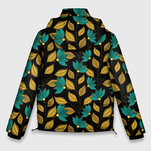Мужская зимняя куртка Золотые и зеленые листья / 3D-Черный – фото 2