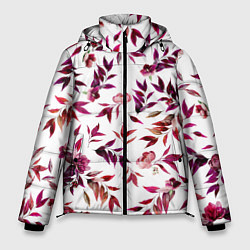 Куртка зимняя мужская Цветы Летние Розовые, цвет: 3D-красный