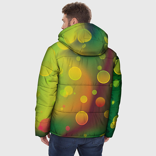 Мужская зимняя куртка Кружочки на разноцветном фоне / 3D-Светло-серый – фото 4