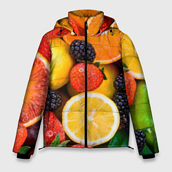 Куртка зимняя мужская ИЗОБИЛИЕ ФРУКТОВ, цвет: 3D-черный