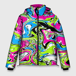 Куртка зимняя мужская Абстрактные мраморные разводы в ярких цветах Поп а, цвет: 3D-черный