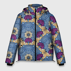 Куртка зимняя мужская Цветочные узоры, цвет: 3D-черный