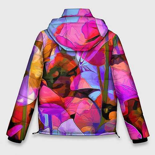 Мужская зимняя куртка Красочный летний цветочный паттерн Summer color pa / 3D-Черный – фото 2