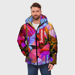 Куртка зимняя мужская Красочный летний цветочный паттерн Summer color pa, цвет: 3D-красный — фото 2