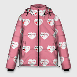 Мужская зимняя куртка Орнамент сердце кот