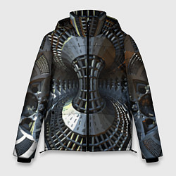 Куртка зимняя мужская Механистический индустриальный паттерн Броня Mecha, цвет: 3D-светло-серый