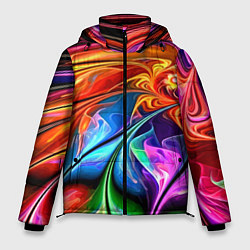 Куртка зимняя мужская Красочный абстрактный цветочный паттерн Color abst, цвет: 3D-светло-серый