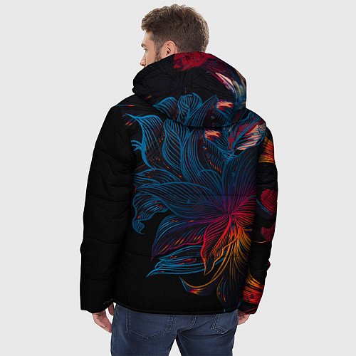 Мужская зимняя куртка Радужные цветы / 3D-Светло-серый – фото 4