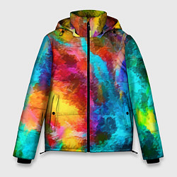 Куртка зимняя мужская Цветные всплески Экспрессионизм Абстракция Color S, цвет: 3D-светло-серый