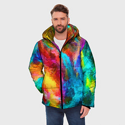 Куртка зимняя мужская Цветные всплески Экспрессионизм Абстракция Color S, цвет: 3D-светло-серый — фото 2