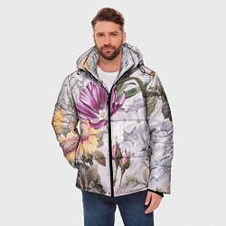 Куртка зимняя мужская Цветы Романтический Букет, цвет: 3D-красный — фото 2
