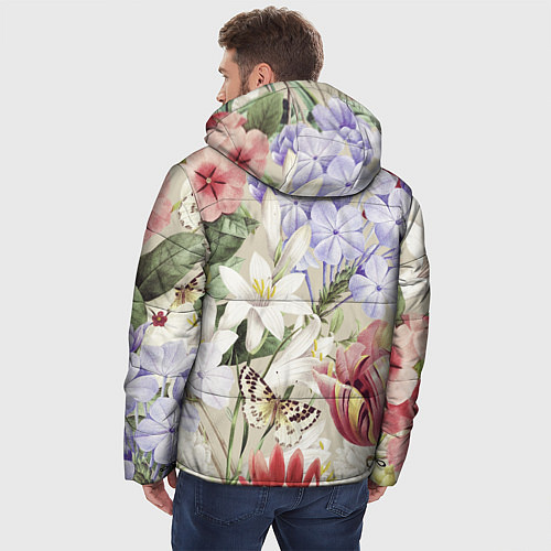 Мужская зимняя куртка Цветы Утренний Букет Лилий / 3D-Светло-серый – фото 4