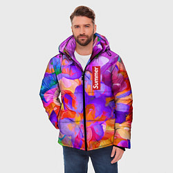 Куртка зимняя мужская Красочный цветочный паттерн Лето Colorful Floral P, цвет: 3D-светло-серый — фото 2