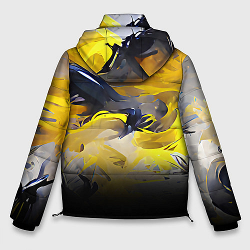 Мужская зимняя куртка Желтые разводы краски / 3D-Черный – фото 2
