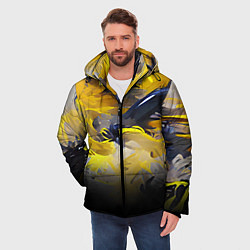 Куртка зимняя мужская Желтые разводы краски, цвет: 3D-черный — фото 2
