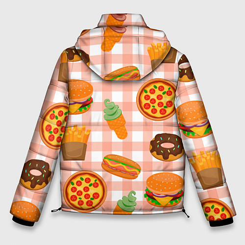 Мужская зимняя куртка PIZZA DONUT BURGER FRIES ICE CREAM pattern / 3D-Светло-серый – фото 2