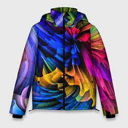 Куртка зимняя мужская Абстрактная неоновая композиция Abstract neon comp, цвет: 3D-красный