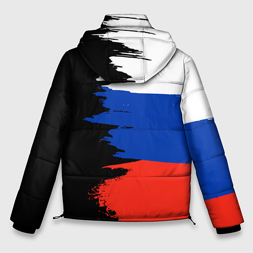 Мужская зимняя куртка Российский триколор на темном фоне / 3D-Красный – фото 2