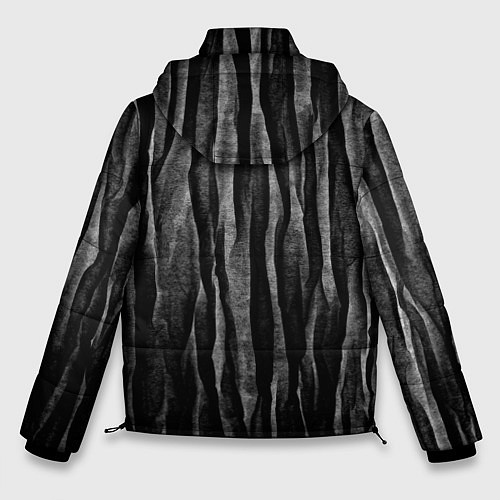Мужская зимняя куртка Полосы чорные серые роизвольные random black strip / 3D-Черный – фото 2