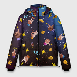 Куртка зимняя мужская Смайлики-руки 3D Emoji Hands, цвет: 3D-светло-серый
