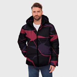 Куртка зимняя мужская Розово-сиреневые линии, цвет: 3D-светло-серый — фото 2
