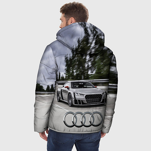 Мужская зимняя куртка Ауди на скоростном шоссе Audi on the expressway / 3D-Светло-серый – фото 4