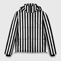 Куртка зимняя мужская ПОЛОСКИ ЧЕРНО-БЕЛЫЙ, цвет: 3D-светло-серый