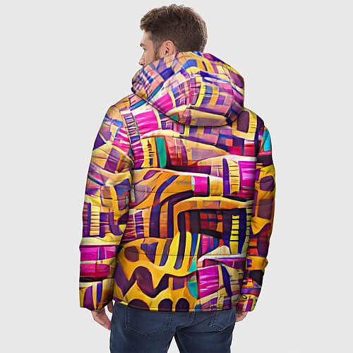Мужская зимняя куртка Африканские яркие мотивы / 3D-Светло-серый – фото 4