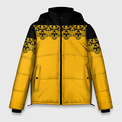 Куртка зимняя мужская Черное кружево на желтом фоне, цвет: 3D-красный